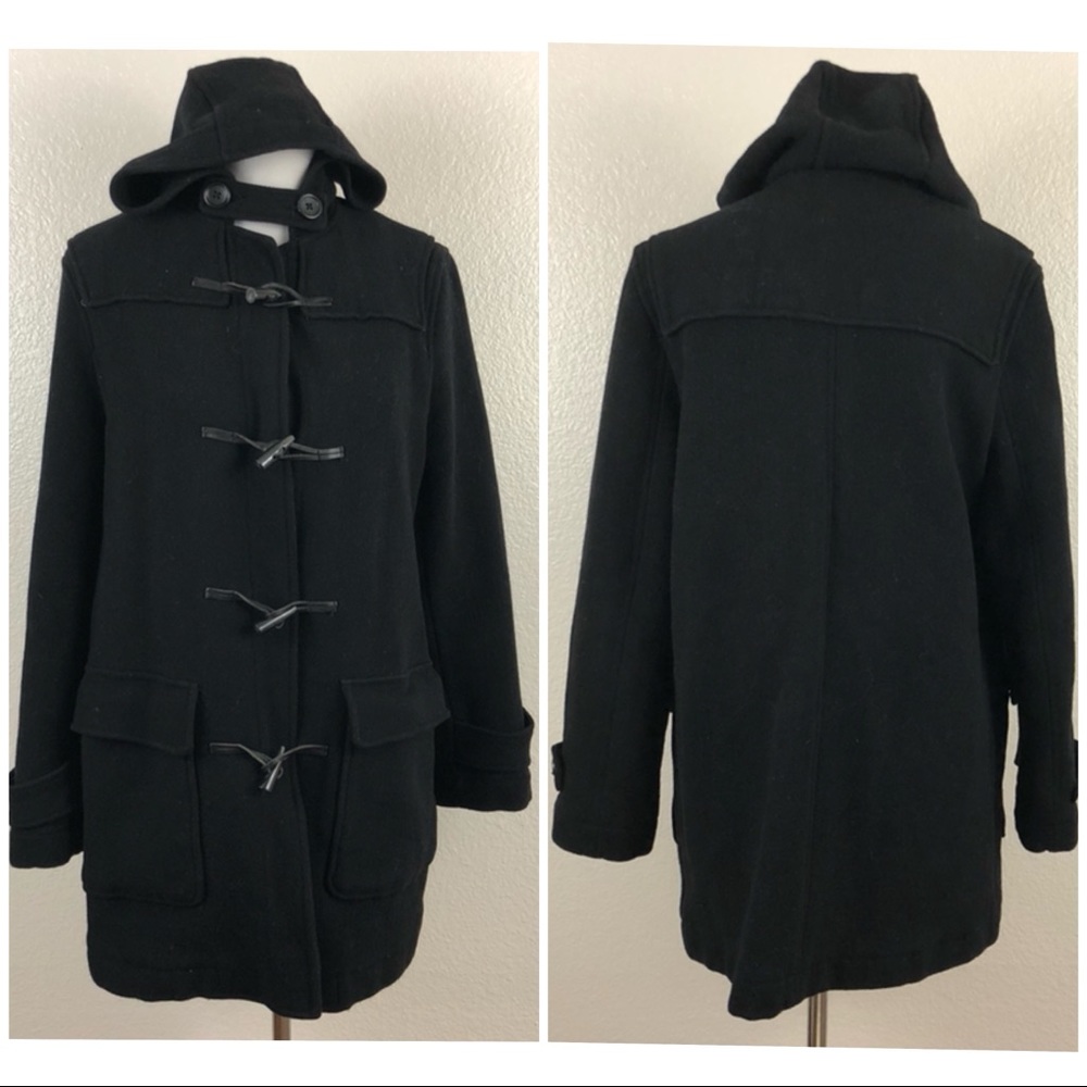 Banana Republic Mens Wool Black Toggle Coat